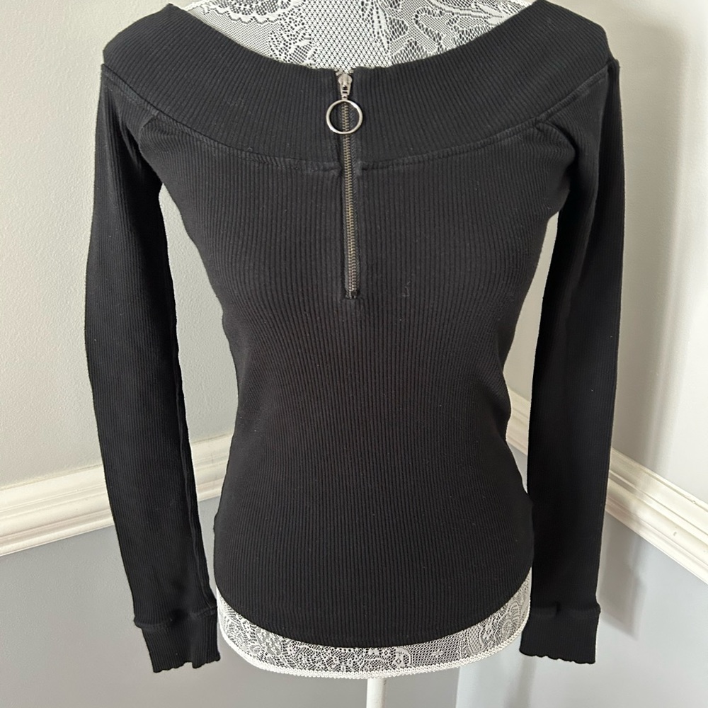 Free People 1/4 Zip Robbed a pack Top Size M